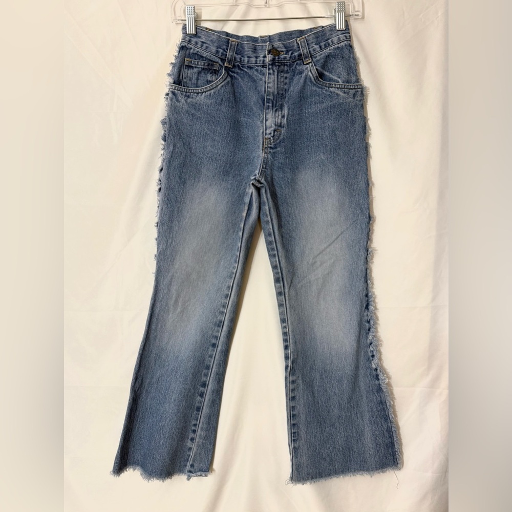 Emergency Exit Straight Leg High Rise Jeans With Raw And Frayed Side Seams
